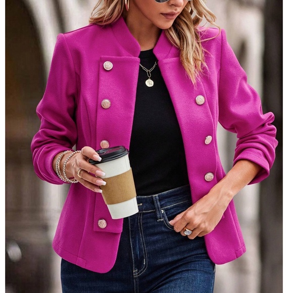 Classic Button Detail Open Front Blazer - Picture 1 of 9
